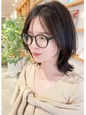 大人可愛い20代30代40代小顔ウルフレイヤーボブ丸みショートボブ