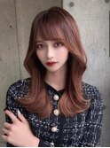 レイヤーカット×ピンクブラウン/前髪/顔周り×韓国ロング[仙台]