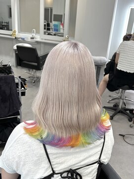 シェイロ(Cielro) ホワイトカラー×レインボーカラー/裾カラー／デザインカラー