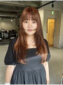 ロングレイヤー◯オレンジベージュ◯顔周りカット