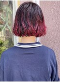 ミニボブパーマ　ブリーチパーマ　暖色系カラー　似合わせヘア