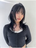 くびれミディ韓国ヘア前髪カット顔周りレイヤー_F20854