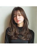 ナチュラルレイヤーロング 「透けバング×ひし形レイヤー」