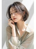 ショートボブ/大人女性/白髪ぼかし/グレーアッシュ/脱白髪染め