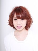 2015年オススメ コーラルピンクの、ゆるふわパーマヘア