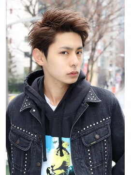 ネイビー(NAVY) オーバーアップバングショート ソフトリーゼント Taka風