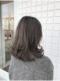 暗髪でも透明感♪/ダークグレージュ/ミディアムレイヤー