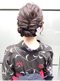 浴衣ヘアアッシュブラウン