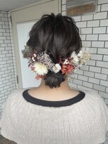 シニヨン ドライフラワー 参列ヘア 卒業式ヘア ボブアレンジ