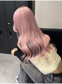 7874ベビーピンクカシスレッドハイトーンカラー韓国ワンホンヘア