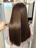 丸くなる縮毛矯正+カット+明るい白髪染め+高濃度3ステップTR