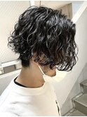 難波ツイストパーマメンズスパイラルパーマフェザーショート色気
