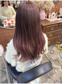 ケアブリーチピンクラベンダーベージュ顔まわりレイヤーカット