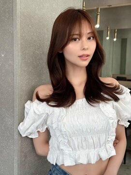 シーシンジュク 新宿南口(Sea shinjuku) ココアベージュ×レイヤー[小顔/黒髪/オリーブグレー]