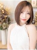 韓国風インナーカラー小顔透け感前下がりボブc7大宮20代30代40代