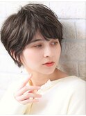 ピンクグレージュボブルフ耳かけショートクールショート小顔ボブ