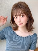 韓国ヘア/レイヤーカット/顔周り/小顔/前髪あり/ネビージュ