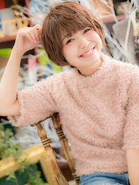 カバーヘア イヴ 戸頭店(COVER HAIR EVE) ココアブラウンくせ毛風小顔ショートウルフc5戸頭20代30代40代