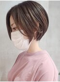 横浜西口大人ミディアムボブミディアムパーマ丸みレイヤーくびれ