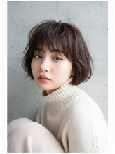 ヘアーズベリー 春日原店(hairs BERRY) 抜け感レイヤー耳かけボブふんわり丸みショート/暗髪大人可愛い