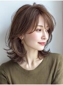40代50代60代/脱白髪染め白髪ぼかしハイライト/外ハネ