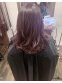 ピンクブラウン愛されカラーセミロング