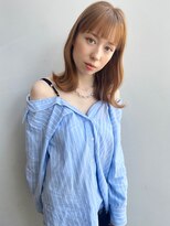 【山田】外ハネくびれ切りっぱなしミディオレンジベージュ