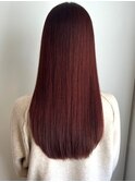 チェリーレッド ブリーチなしダブルカラー ストレート 美髪 20代