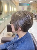 白髪ぼかしハイライトショートスタイル　30代40代50代60代　土浦