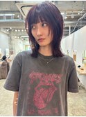 ウルフカット×ボルドー