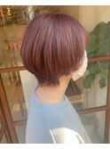 ショートウルフ/ウルフボブ/くすみピンク/20代30代