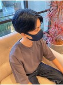 ブルーブラック 韓国風センターパート 【30代/40代/50代】