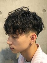 ツイストスパイラルパーマ波巻きスパイラルパーマツーブロック