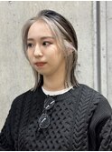 インナーカラーボブイヤリングカラーハイトーンベージュ長め30代