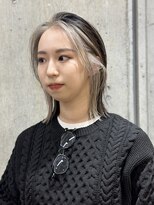 サンク 原宿 表参道(cinq)&nbsp;インナーカラーボブイヤリングカラーハイトーンベージュ長め30代