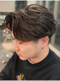 奈良men's長めフェザーパーマ　フェザーショート