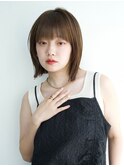 くびれ外ハネヘア*切りっぱなしボブ*前髪ありボブ*白髪染め