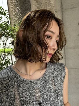 メゾンアクア 表参道(Maison ACQUA) ミディアムパーマデジタルパーマボブパーマチェリーブラウン前髪