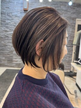 ガーデン 西川田店(garden) 宇都宮白髪ぼかしハイライトショートボブレイヤーカット髪質改善