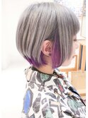 ウルフショートボブ/デザインカラーハイトーンインナー