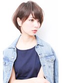 アシメショートエアリーショートグレージュナチュラルボブ