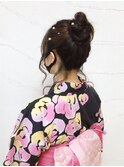 浴衣　アレンジ　ゆるアップ　お団子　後れ毛　残し　ヘアセット