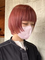 ミルヘアデザイン(mil hair design) ダブルカラーピンクベージュベージュカラーケアブリーチミニボブ