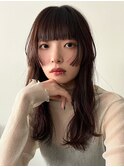 顔周りカット ロングレイヤー 透明感カラー【天神/今泉】