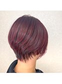 ショート ×   ワインレッド