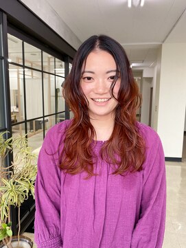 エレノア 自由が丘店(Eleanor) グラデーションオレンジカラーロングレイヤー/白髪ぼかしカラー
