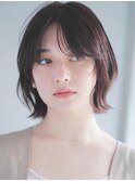 ボブルフ　小顔　ミディアム　ボブ　レイヤー　シースルーバング