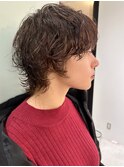 ショートウルフパーマボブパーマプードルパーマ　くるくるパーマ
