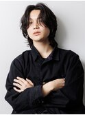 センターパート　ナチュラルパーマ