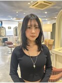 姫カットレイヤー　ミディアムレイヤー　ハッシュカット　顔周り